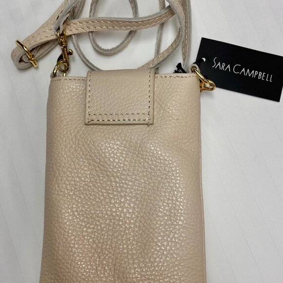 Sara Campbell Skinny Crossbody with Bee in Cream Color Soft Pebbled Leather ~NEW - Picture 3 of 4